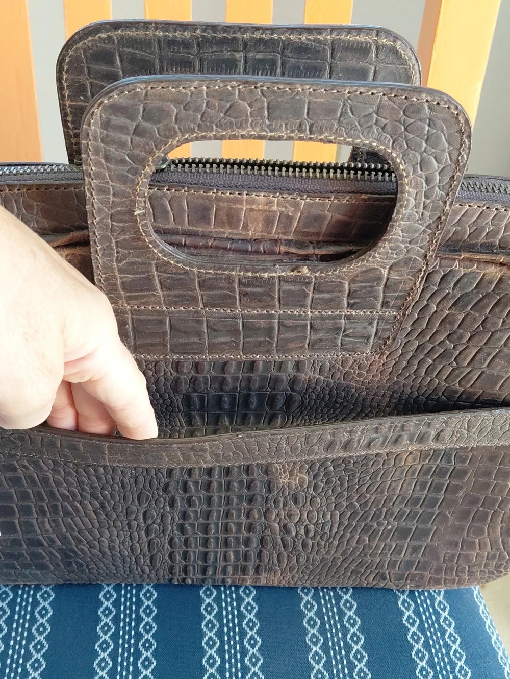 Nwt Twisted X Men's Brown Alligator Leather Briefcase